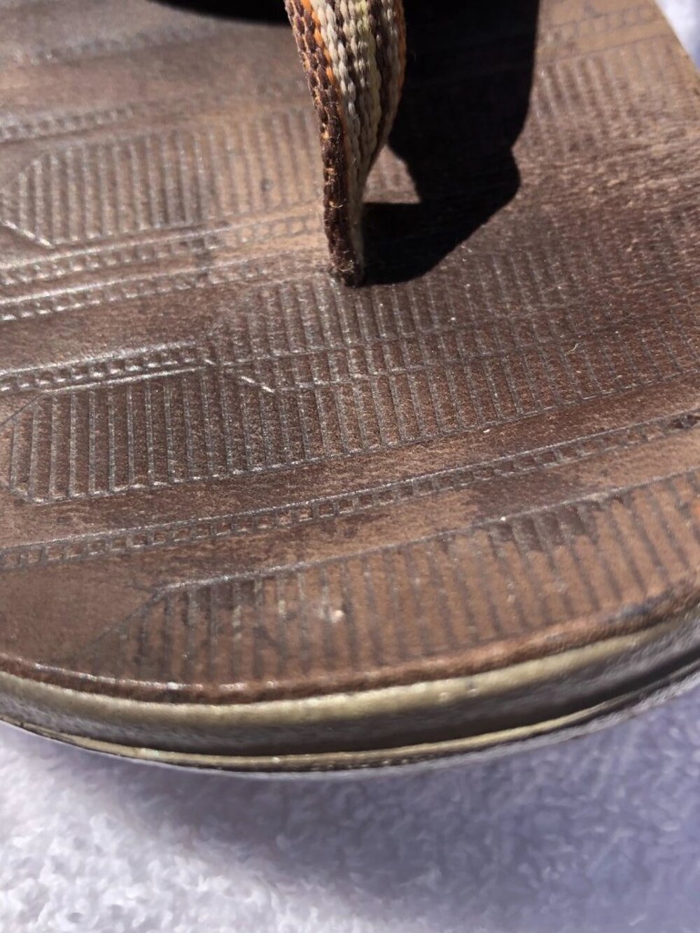 Vintage Retro CHACO Women's Thong FLIP Flop Brown Leather and grosgrain SZ 8 - Picture 4 of 15